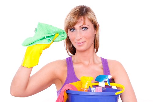Cleaner handling a customer complaint form in a professional service setting